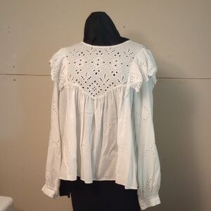H&M White Eyelet Blouse Size 14